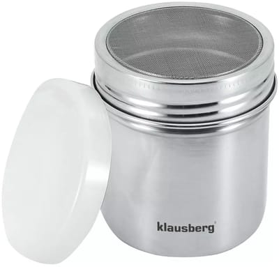 Klausberg KB7645 - Poedersuiker Strooier van RVS - Met Fijne Zeef en Luchtdichte ABS Deksel - 260 ml - Ideaal voor Poedersuiker, Cacao en Meer