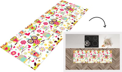 Keukenloper - Loper keuken - Patronen - Uil - Dieren - 150x50 cm - Keukenloper vinyl