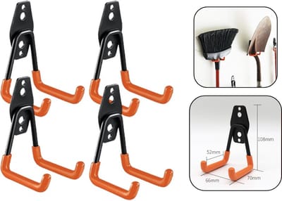 PD® - Ophanghaken - RVS - 4 stuks - 7 x 6 cm - Extra sterk - ophanghaak tuingereedschap - Opberghaken schuur