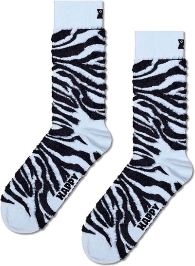 Happy Socks Fluffy Zebra Sock - unisex sokken - lichtblauw - Unisex - Maat: 41 - 46