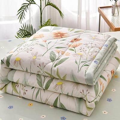 Gewatteerde sprei voor eenpersoonsmaat, 150 x 200 cm groen bloemenpatroon beddengoed dekens lichtgewicht zomerbed gooit dekbed zachte luxe bankdeken voor het hele seizoen
