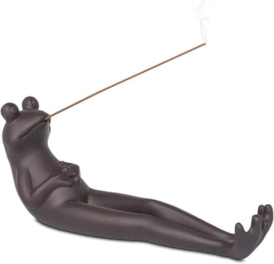 Dailygoods - ZONSUSE Kikker wierookhouder, schattige dierlijke paarse klei wierook stokhouder, kikkervorm wierookbrander standaard, creatieve handgemaakte aromatherapiehouder voor witte salie lavendel sandelhout
