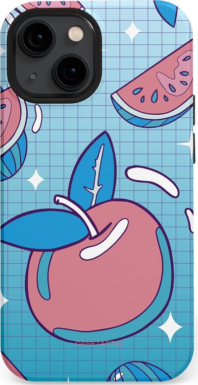 Casetastic Hoesje Geschikt voor Apple iPhone 13 Mini Magsafe - Stijlvolle Beschermende Duo-layer Case - Fruitige appel ruitjes