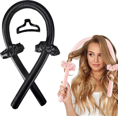 Heatless Curls Set 4-Delig Zwart – Vervanging van Haarrollers en Krulspelden – Krullen Maken – Krullen Zonder Hitte – Haar Krullers Zonder Hitte – Haar Krullen Zonder Hitte – Heatless Curling Ribbon – Satijnen Haarkruller – Heatless Curls