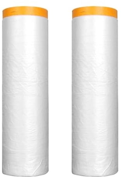 Dailygoods- Afdekfolie 2 Rollen 180cm x 20m - Afdekfolie met Tape - Verfafdekfolie - Scheurbestendig - Zelfklevend - Bescherming tegen Verf en Vuil - Afplakfolie
