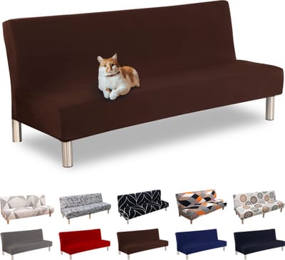 La'Moussawi ® Sofahoes Zonder Armleuningen voor Driezitsbank in Koffiekleur met Stretch en Elastische Pasvorm