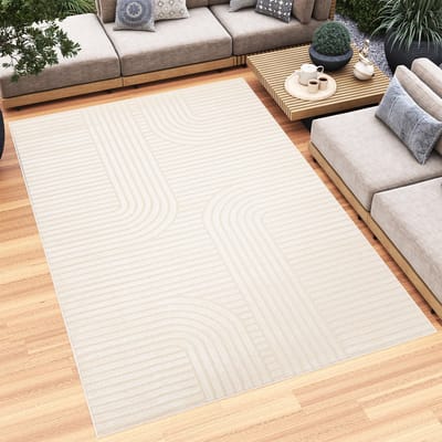 Tapiso Patio Vloerkleed Tuintapijt Outdoor Creme Buitenkleed Kleed Maat- 120x170