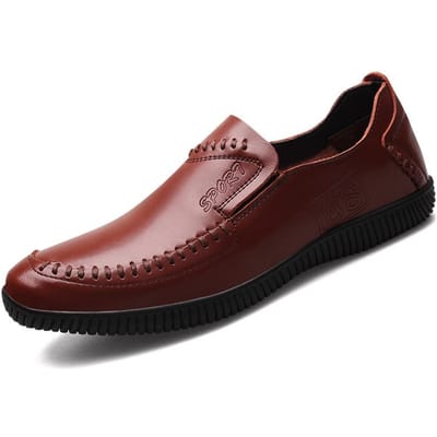 Nieuwe Heren Koeienhuid Leren Schoenen Geperforeerde Casual Schoenen Holle Rijschoenen Heren 44 bruin