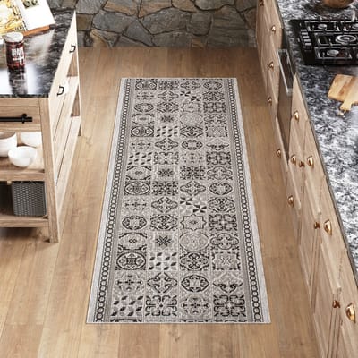 Tapiso Melissa Loper Laagpolig Grijs Indoor Outdoor Vloerkleed Maat- 70x200