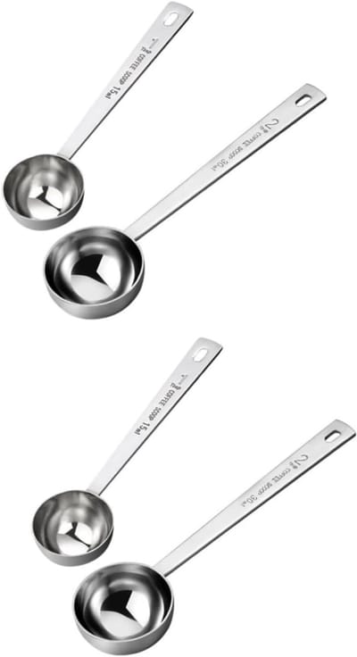 Maatlepels- koffielepels - keuken meten Schepje van 15-30ml- keukengadgets metaal koffie schep maatlepel bakken - meel koffie lepel- Roestvrij staal-4 Stuks set