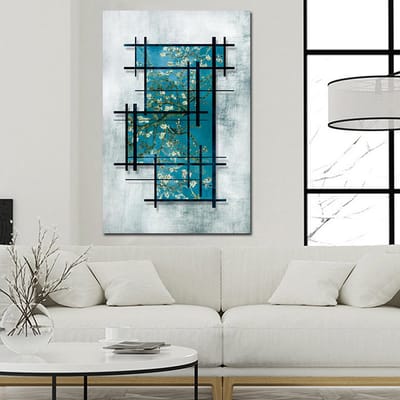 Allernieuwste.nl® Canvas Schilderij Vincent Van Gogh: Bloeiende Amandel Modern - Postimpressionisme - Reproductie - 50 x 100cm - Kleur