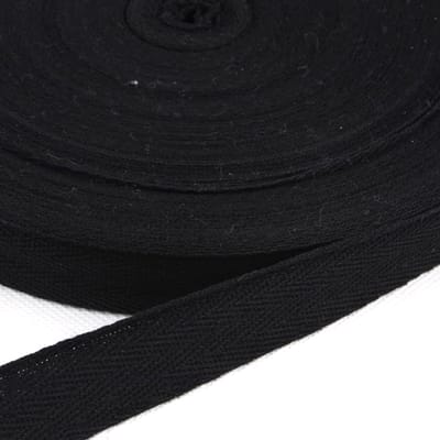 Katoenen Bias Binding 10 mm Herringbone Tape voor Naaien en DIY Creaties - Zwart Twill Band voor Handwerk en Stoffen