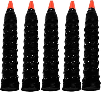 5 Stuks Non-Slip Overgrip voor Badminton, Tennis en Squash Rackets - Duurzaam EVA Foam, Zweetabsorberend en Ademend Ontwerp, Zwart
