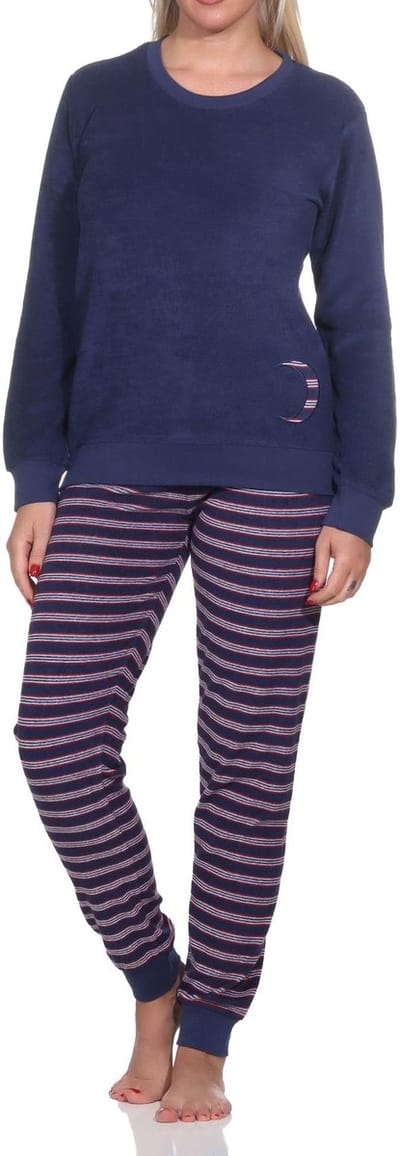 Normann damespyjama badstof met lange mouwen en manchetten - pyjama ook in oversize