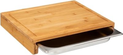 5Five Snijplank rechthoek met opvangbak - 35 x 28 cm - bamboe hout - Serveerplank - Broodplank