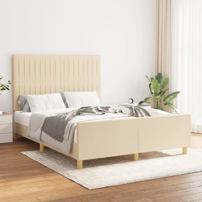 vidaXL - Bedframe - zonder - matras - stof - crèmekleurig - 140x200 - cm