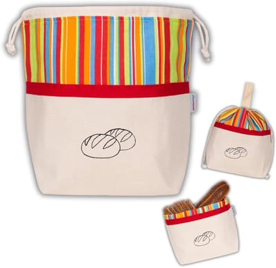 Broodzak 3-in-1 voor het Vers Houden van Brood - Stoffen Broodmand en Katoenen Broodtrommel 32 x 35 cm