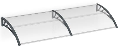 Deurluifel Luifel Voordeur 300x100cm Transparant Polycarbonaat Pultbogen Met Grijs Frame Regen- En Zonwering Voor Deur En Raam NAIZY
