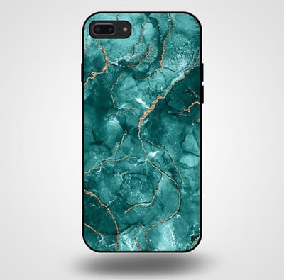 Smartphonica Telefoonhoesje voor iPhone 7/8 Plus met marmer opdruk - TPU backcover case marble design - Goud Groen geschikt voor Apple iPhone 7 Plus;Apple iPhone 8 Plus