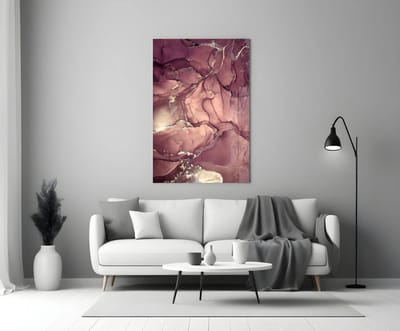 Glasschilderij - Abstract - Roze - 110 x 70 cm