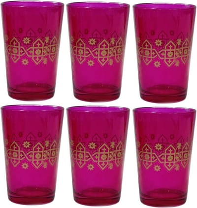 Roze oosterse glazen - goud patronen- Set 6 glazen