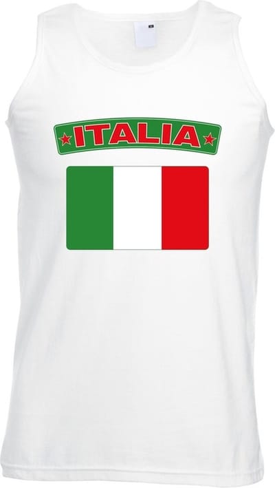 Italie singlet shirt/ tanktop met Italiaanse vlag wit heren S