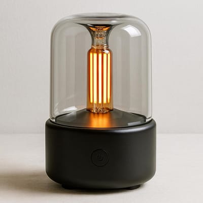 Diffuser & Luchtbevochtiger Aromatherapie met Kaarslamp – Essentiële Olie Diffuser 120 ml – Ultrasone Luchtbevochtiger met Koele Mist
