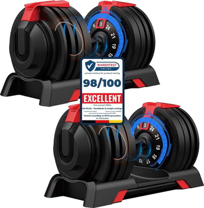 DH FitLife Verstelbare Dumbbells Set - 2 Stuks - 3 tot 24 kg - 12-in-1 Gewichtsverstelling - Ruimtebesparend - Voor Krachttraining Thuis