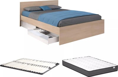 Vente-unique Bedframe hout natuurlijk licht 160 x 200 cm
