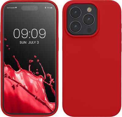 kwmobile Case voor iPhone 15 Pro - Slank TPU-Hoesje met Zachte Afwerking - In klassiek rood