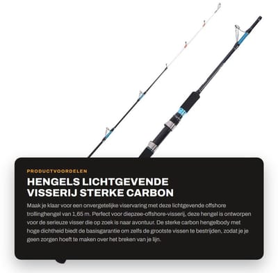 Dailygoods- Trollinghengel Lichtgevend Ontwerp - Carbon Hengel - Diepzee Visserij - Anti-vislijnverstrengeling - 1,65 m - Geschikt voor Rivier - Vishengel