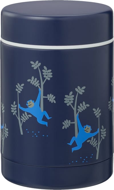 Fresk Thermos Lunchbox 300 ml - RVS Voedselcontainer – BPA-vrij – Lekvrije dop – Thermosbeker – Food Jar tot 6 Uur Warm – Lunchpot - Blauw - Monkey