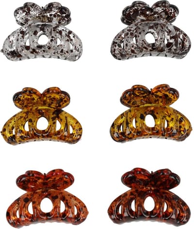 Haarsoires Haarspeld Haarklemmen 3cm – Spinmodel met Gevlekt Patroon – Bruin Transparant – Set van 6 - Haarclip Klem - Hair Claw - voor Opsteken Haar - Hair Clip - Decoratieve Haaraccessoire