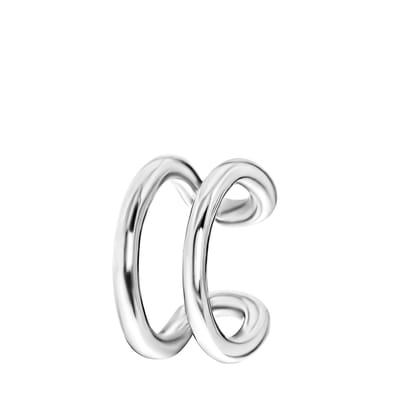 Lucardi Dames Earcuff dubbel - Oorbellen - Cadeau - Echt Zilver - Zilverkleurig