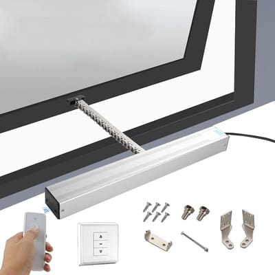 Elektrische Raamopener - Ketting Actuator - Automatisch Ramen Openen - Met Afstandsbediening - 300-1000mm Slag - Zilverkleurig
