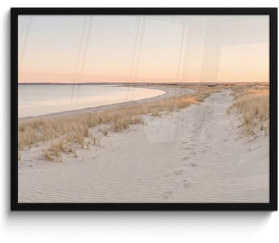 Poster in lijst - Fotolijst 80x60 cm - Posters - Kustlijn - Horizon - Hek - Posterlijst zwart - Decoratie - Wanddecoratie woonkamer - Muurdecoratie slaapkamer