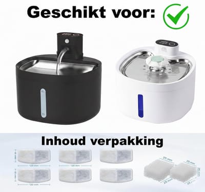 Filters geschikt voor Chateau Animaux & JC pets Drinkfontein - 6 Waterfilters en 2 Filtersponsjes