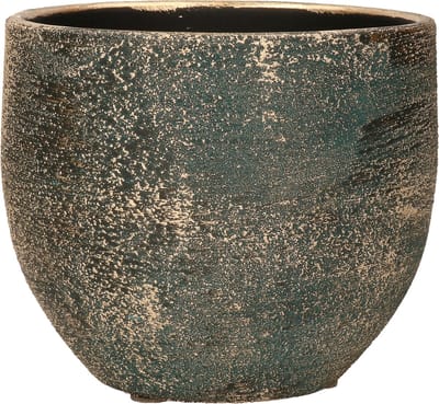 Luxe plantenpot/bloempot blauw/goud Madeira van keramiek 14 cm - Keramische plantenpotten/plantenbakken