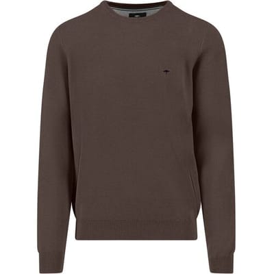 Fynch-Hatton Trui Fine Texture O-Neck Cotton Earth / male