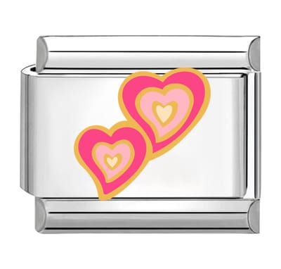 Quiges - Schakel - Bedel - 9mm - charms - Hartjes - Geschikt voor - armband - Schakelarmband - italy bedels armband