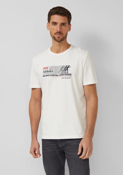s.Oliver - male - T-shirt in zware jersey met artwork | Wintersportcollectie