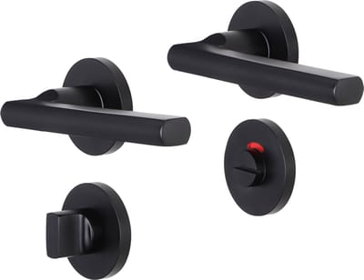 Deurkruk - Impresso Redhill - Voor binnen- Rond met rond toiletrozet- Aluminium/Zwart - 2 stuks