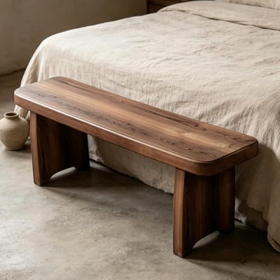 Massief houten bank - Rustiek bankje - Zitruimte creëren - Afgeronde randen - 120 x 20 x 25cm - Natuurlijk hout