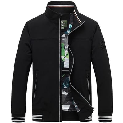 Herenjassen, Herfstjassen, Herenkleding Grote Maten Losse Lente- en Herfstbovenkleding met Opstaande Kraag, Herenkleding XXXXL black