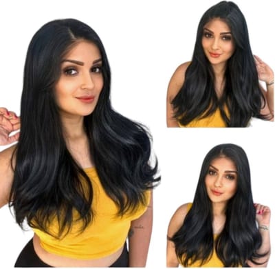 FS- Braziliaanse remy steil pruik - 55,8cm - Braziliaanse pruiken -100% human hair wigs- Straight lace closure 4x4 wig- kleur1B zwart