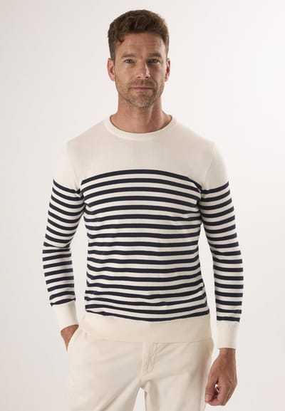 Felix Hardy Ronde Hals Trui - Pullover - Sweater - %100 Katoen Heren Ecru - M