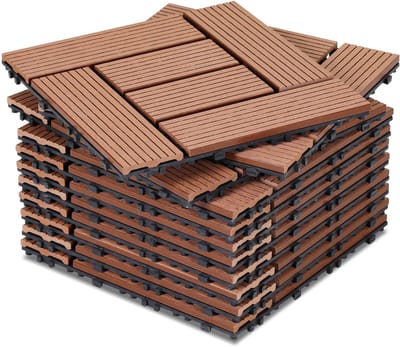Terrastegels WPC Vlondertegels - 11 Stuks Mozaïek - 30 x 30 cm 1 m² - WPC Composiet Kunststof - Makkelijke en Snelle Montage - Balkontegels - Vlondertegel Set - Onderhoudsvrij - Tuin, Balkontegels - Terrasplanken - Bruin