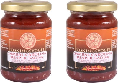 Koningsvogel® | 2 x 200 gram Sambal Carolina Reaper Badjak | Voordeelpak | Oosterse keuken | Aziatisch koken | Vegetarisch