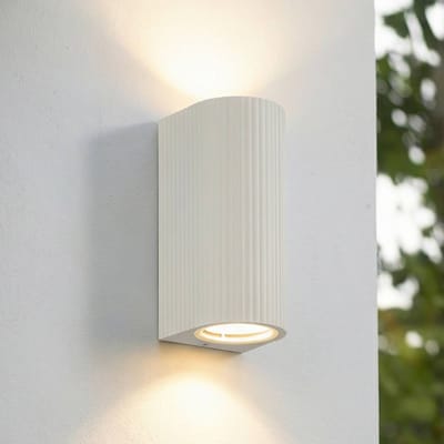 Lindby - Wandlamp buiten - 2lichts - Aluminium, glas - H: 16 cm - GU10 - wit