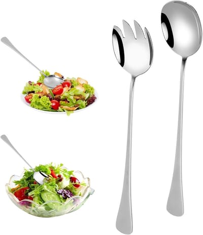 Salade Set met 2 Stukken - RVS Saladescheppen en Vorken van 28 cm voor Restaurant en Thuisgebruik